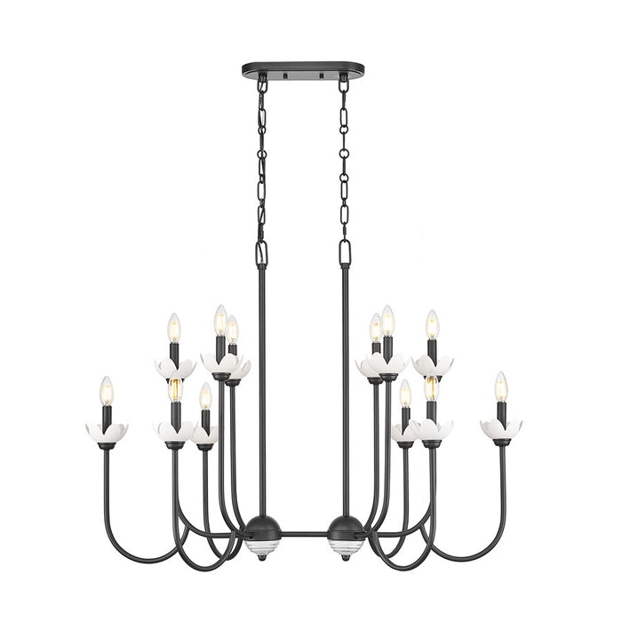 Z-Lite Allistair 12Lt Linear Chandelier, Matte Black/Clear Ribbed - 352-42L-MB