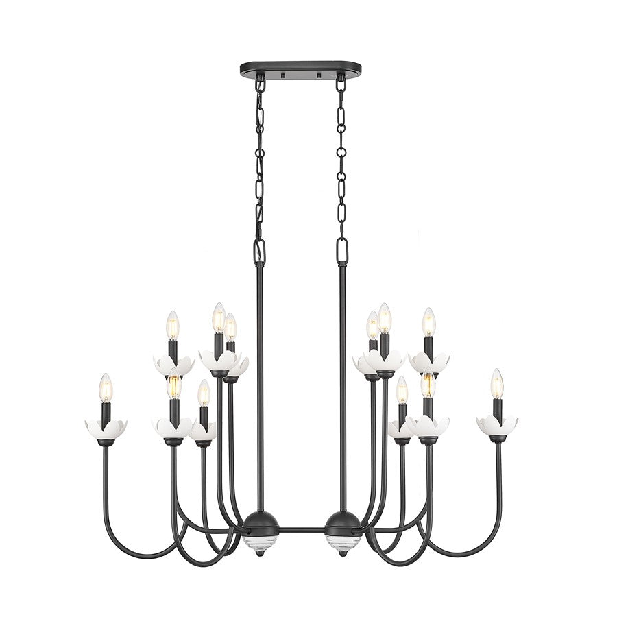 Z-Lite Allistair 12Lt Linear Chandelier, Matte Black/Clear Ribbed - 352-42L-MB