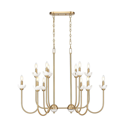 Z-Lite Allistair 12Lt Linear Chandelier, Modern Gold/Clear Ribbed - 352-42L-MGLD
