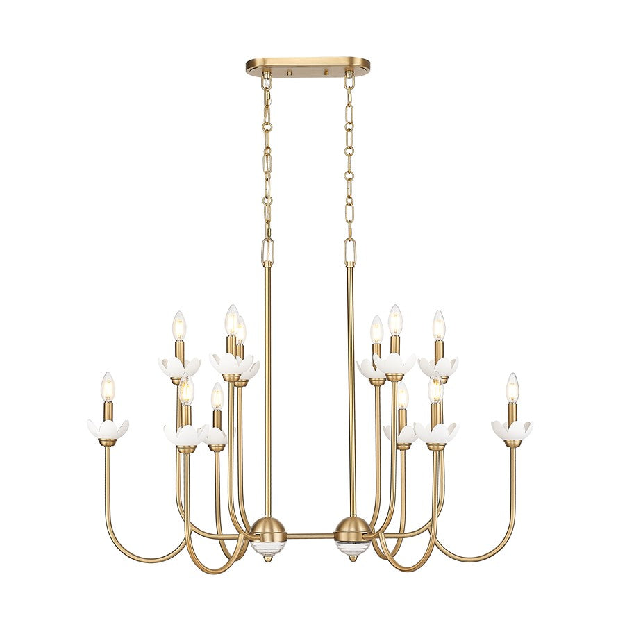 Z-Lite Allistair 12Lt Linear Chandelier, Modern Gold/Clear Ribbed - 352-42L-MGLD
