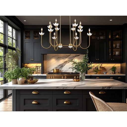 Z-Lite Allistair 12Lt Linear Chandelier, Modern Gold/Clear Ribbed