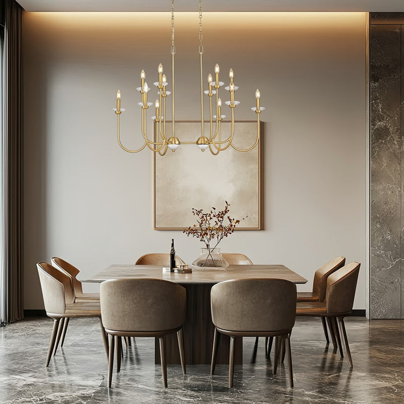 Z-Lite Allistair 12Lt Linear Chandelier, Modern Gold/Clear Ribbed