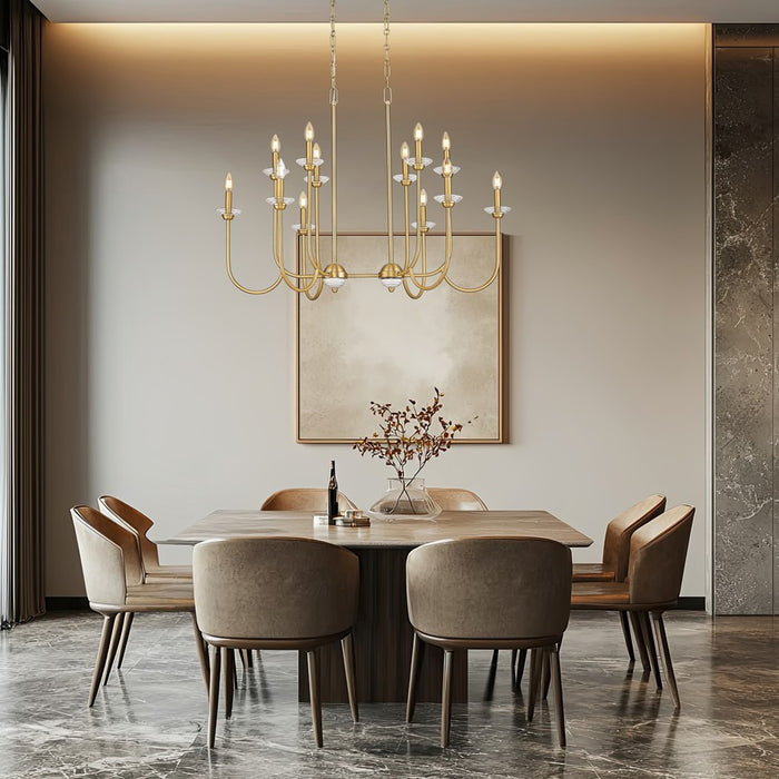 Z-Lite Allistair 12Lt Linear Chandelier, Modern Gold/Clear Ribbed
