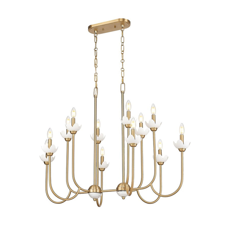 Z-Lite Allistair 12Lt Linear Chandelier, Modern Gold/Clear Ribbed