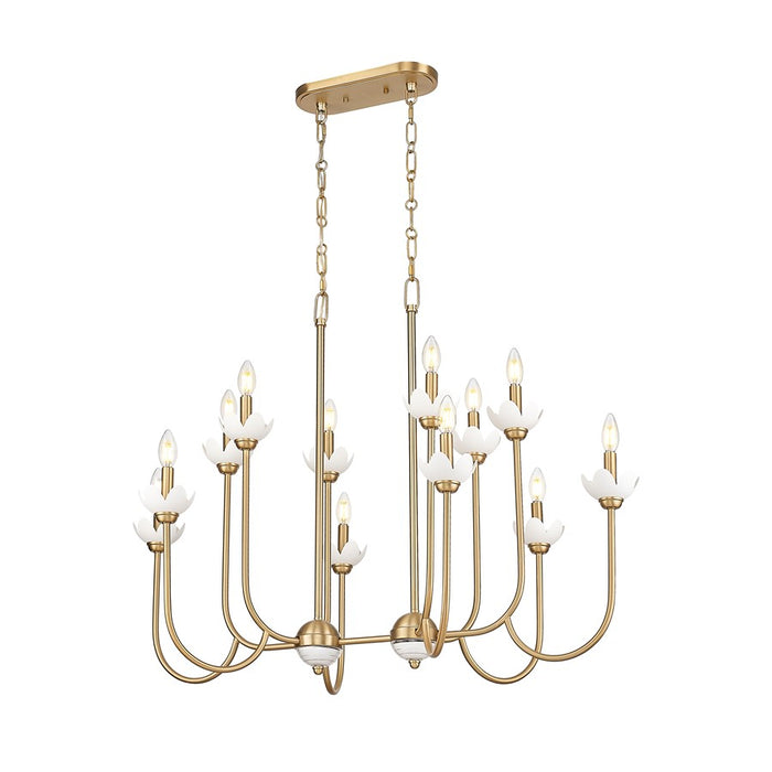 Z-Lite Allistair 12Lt Linear Chandelier, Modern Gold/Clear Ribbed