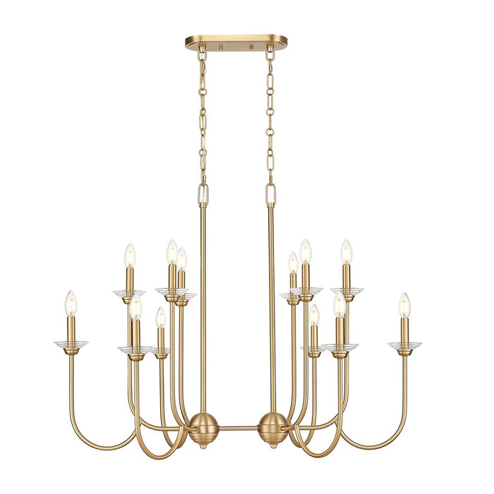 Z-Lite Allistair 12Lt Linear Chandelier, Modern Gold/Clear Ribbed