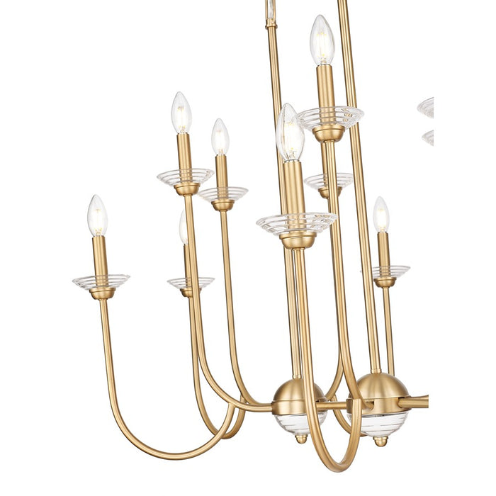 Z-Lite Allistair 12Lt Linear Chandelier, Modern Gold/Clear Ribbed