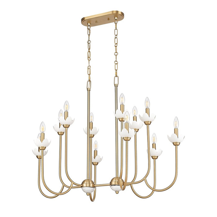 Z-Lite Allistair 12Lt Linear Chandelier, Modern Gold/Clear Ribbed