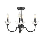 Z-Lite Allistair 4 Light Semi Flush Mount, Matte Black/Clear Ribbed - 352-4SF-MB