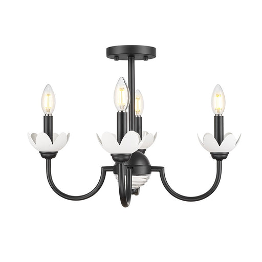 Z-Lite Allistair 4 Light Semi Flush Mount, Matte Black/Clear Ribbed - 352-4SF-MB