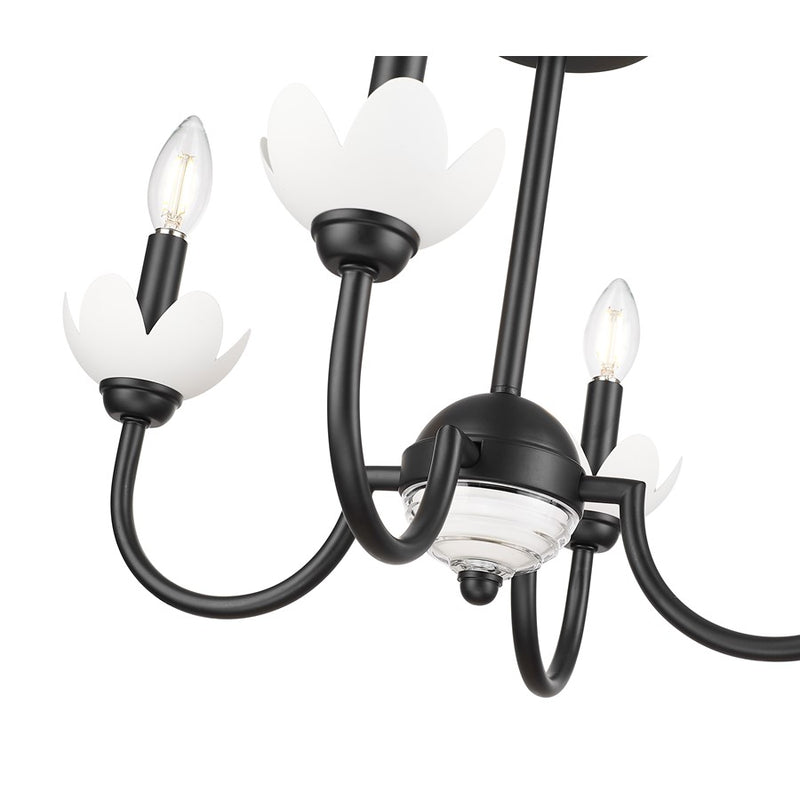 Z-Lite Allistair 4 Light Semi Flush Mount, Matte Black/Clear Ribbed