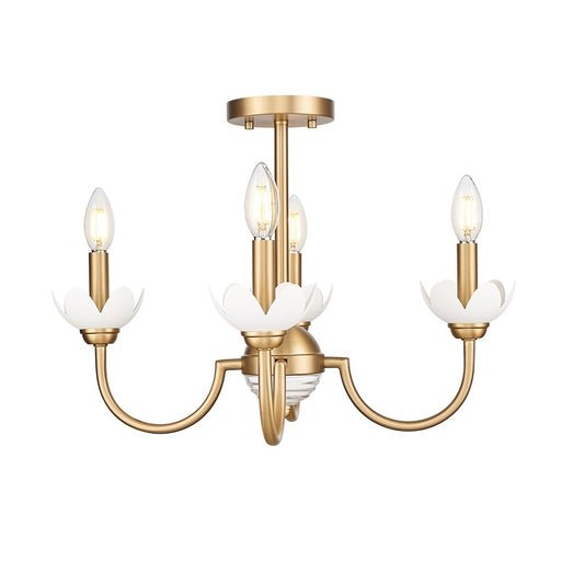 Z-Lite Allistair 4Lt Semi Flush Mount, Modern Gold/Clear Ribbed - 352-4SF-MGLD