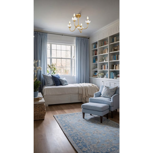 Z-Lite Allistair 4Lt Semi Flush Mount, Modern Gold/Clear Ribbed