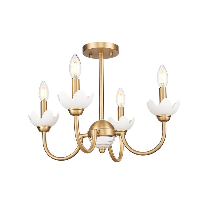 Z-Lite Allistair 4Lt Semi Flush Mount, Modern Gold/Clear Ribbed