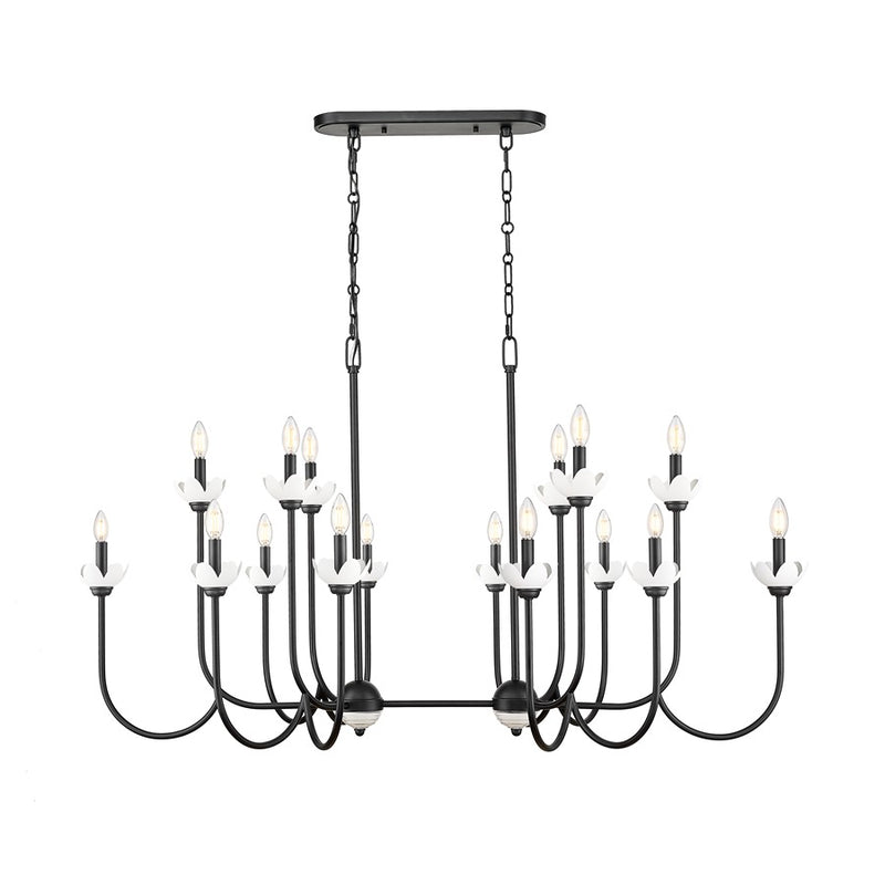 Z-Lite Allistair 16Lt Linear Chandelier, Matte Black/Clear Ribbed - 352-56L-MB