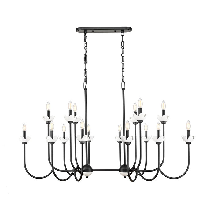 Z-Lite Allistair 16Lt Linear Chandelier, Matte Black/Clear Ribbed - 352-56L-MB