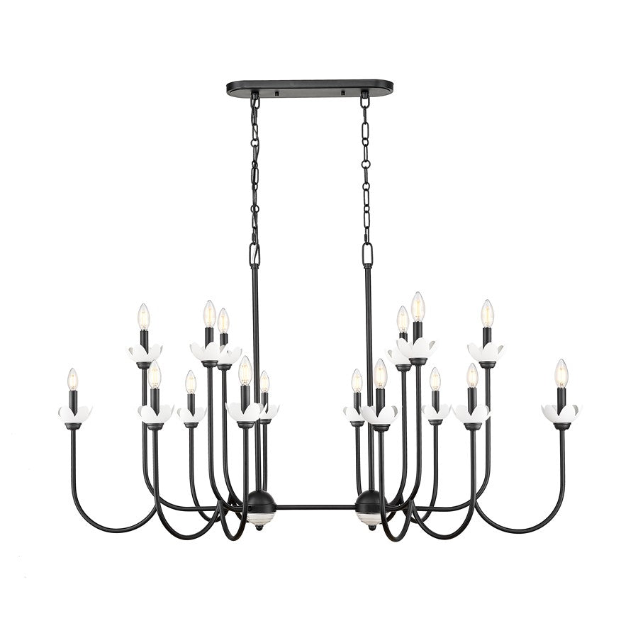 Z-Lite Allistair 16Lt Linear Chandelier, Matte Black/Clear Ribbed - 352-56L-MB
