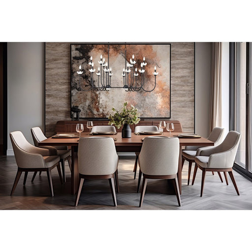 Z-Lite Allistair 16Lt Linear Chandelier, Matte Black/Clear Ribbed