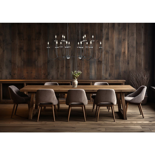 Z-Lite Allistair 16Lt Linear Chandelier, Matte Black/Clear Ribbed