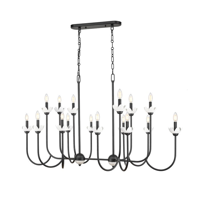 Z-Lite Allistair 16Lt Linear Chandelier, Matte Black/Clear Ribbed