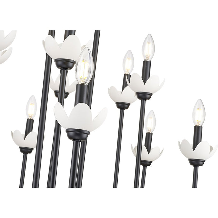 Z-Lite Allistair 16Lt Linear Chandelier, Matte Black/Clear Ribbed