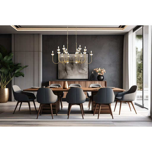 Z-Lite Allistair 16Lt Linear Chandelier, Modern Gold/Clear Ribbed