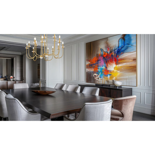 Z-Lite Allistair 16Lt Linear Chandelier, Modern Gold/Clear Ribbed