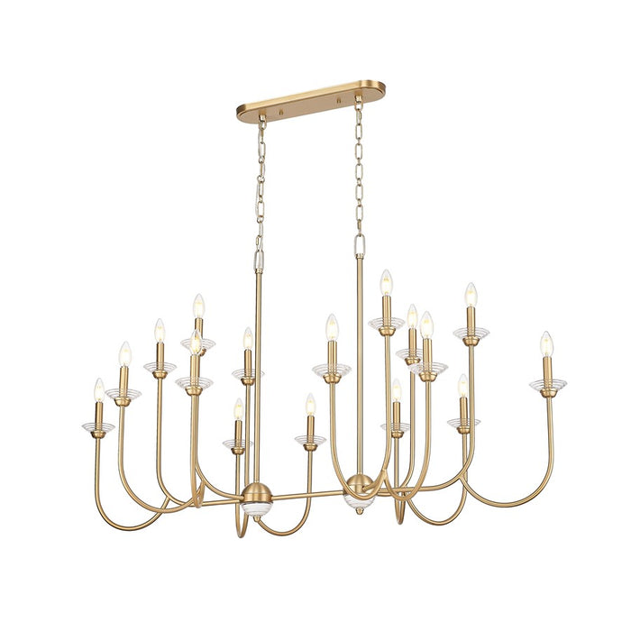Z-Lite Allistair 16Lt Linear Chandelier, Modern Gold/Clear Ribbed
