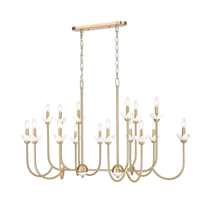 Z-Lite Allistair 16Lt Linear Chandelier, Modern Gold/Clear Ribbed