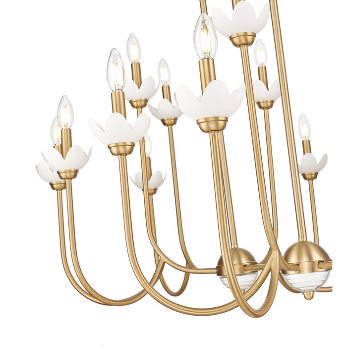Z-Lite Allistair 16Lt Linear Chandelier, Modern Gold/Clear Ribbed