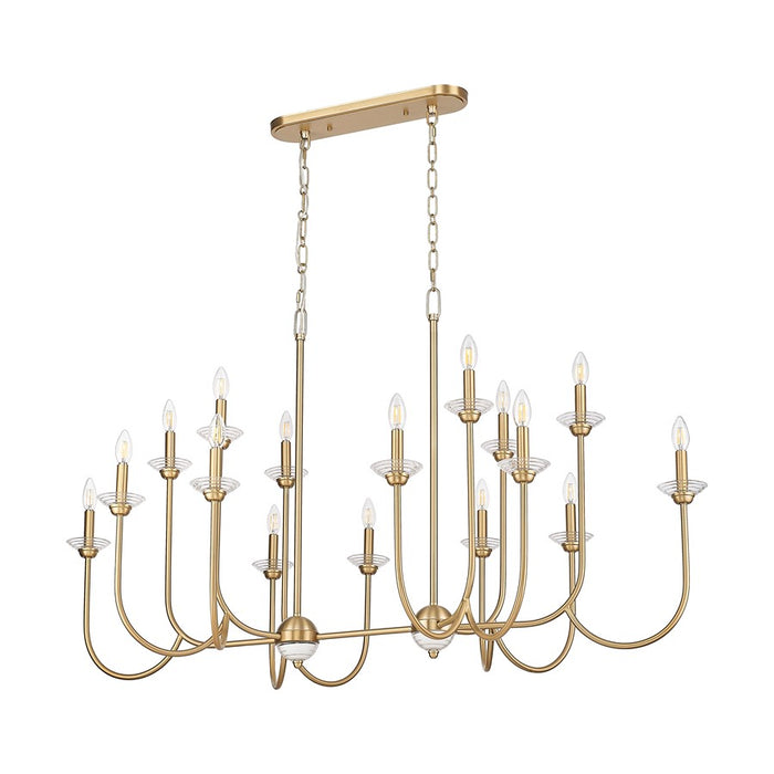 Z-Lite Allistair 16Lt Linear Chandelier, Modern Gold/Clear Ribbed