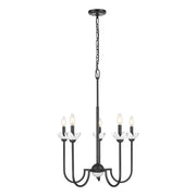 Z-Lite Allistair 5 Light Chandelier, Matte Black/Clear Ribbed - 352-5MB