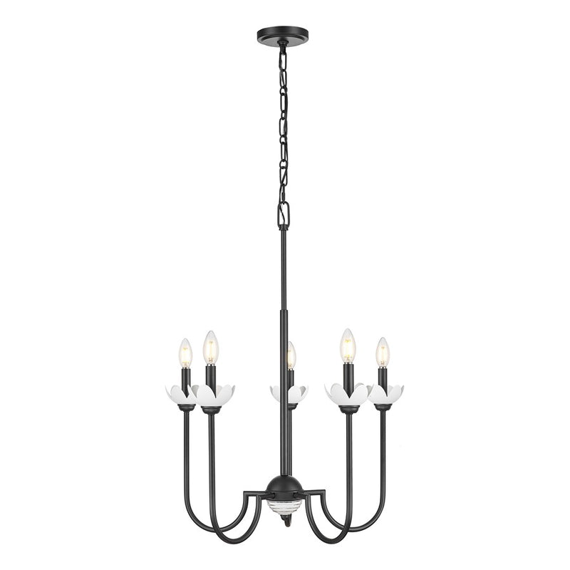 Z-Lite Allistair 5 Light Chandelier, Matte Black/Clear Ribbed - 352-5MB