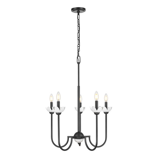 Z-Lite Allistair 5 Light Chandelier, Matte Black/Clear Ribbed - 352-5MB