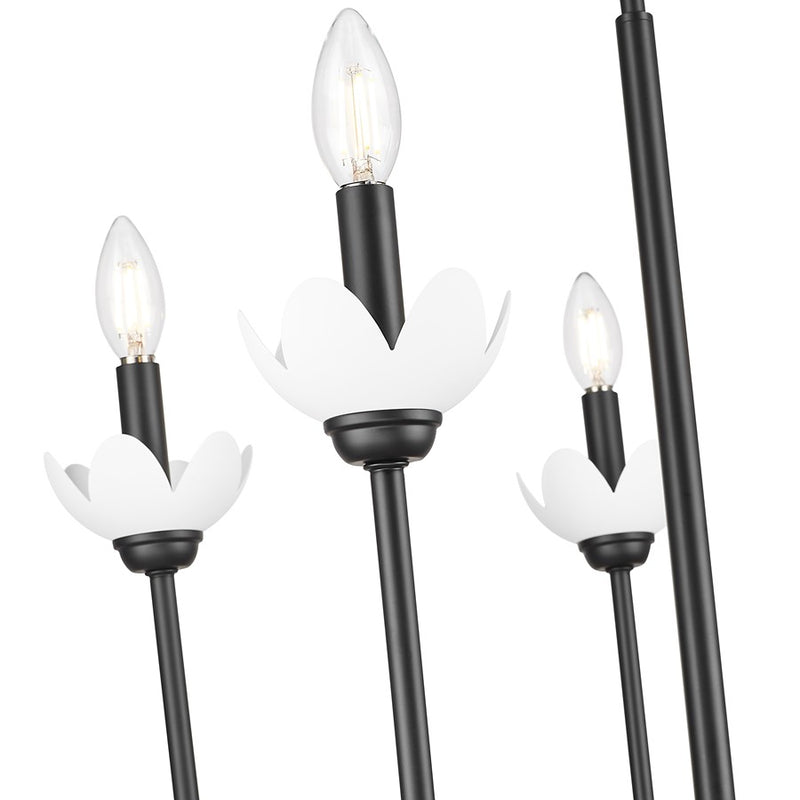 Z-Lite Allistair 5 Light Chandelier, Matte Black/Clear Ribbed