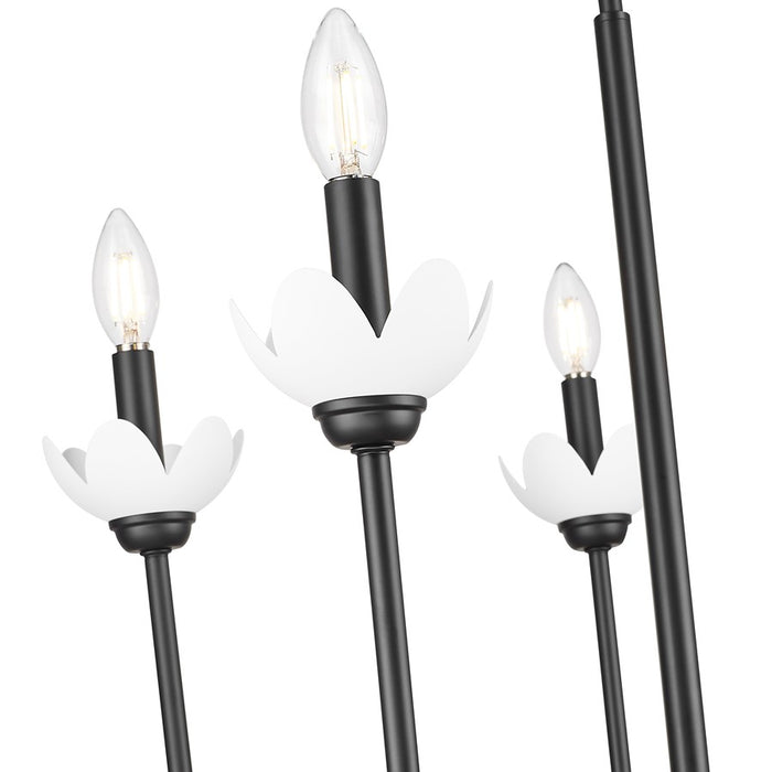 Z-Lite Allistair 5 Light Chandelier, Matte Black/Clear Ribbed