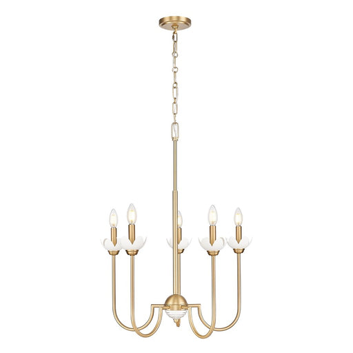 Z-Lite Allistair 5 Light Chandelier, Modern Gold/Clear Ribbed - 352-5MGLD