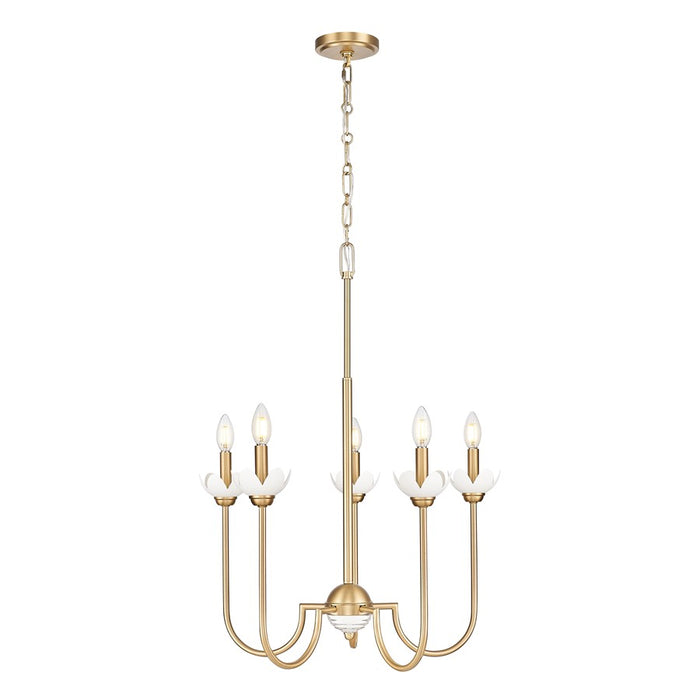 Z-Lite Allistair 5 Light Chandelier, Modern Gold/Clear Ribbed - 352-5MGLD
