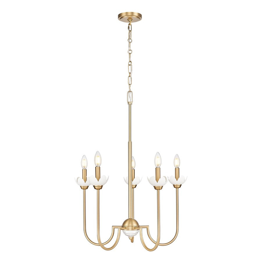 Z-Lite Allistair 5 Light Chandelier, Modern Gold/Clear Ribbed - 352-5MGLD
