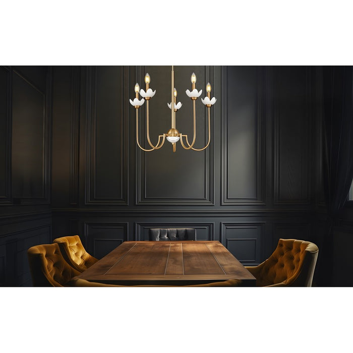 Z-Lite Allistair 5 Light Chandelier, Modern Gold/Clear Ribbed