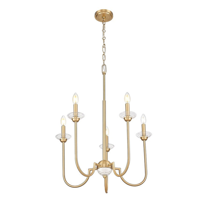 Z-Lite Allistair 5 Light Chandelier, Modern Gold/Clear Ribbed