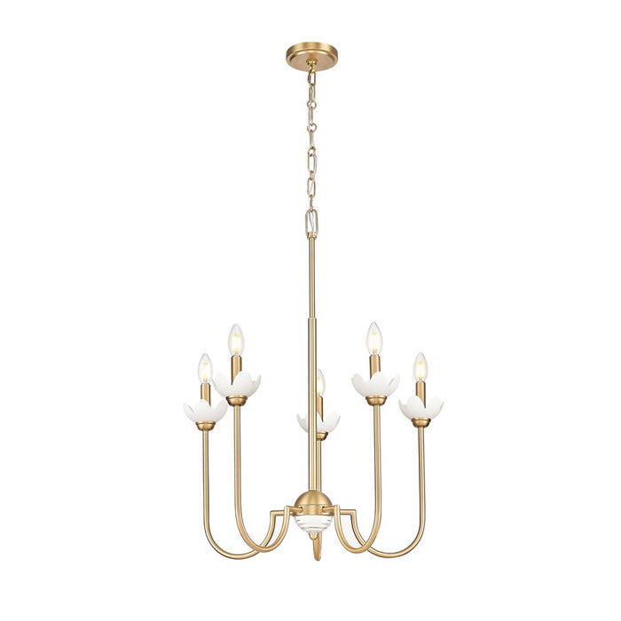 Z-Lite Allistair 5 Light Chandelier, Modern Gold/Clear Ribbed