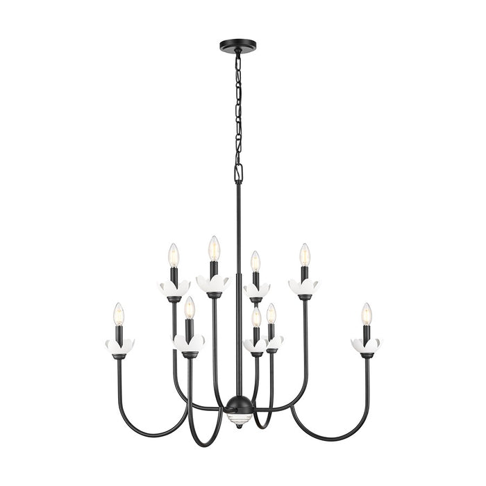 Z-Lite Allistair 8 Light Chandelier, Matte Black/Clear Ribbed - 352-8MB