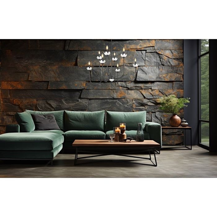 Z-Lite Allistair 8 Light Chandelier, Matte Black/Clear Ribbed