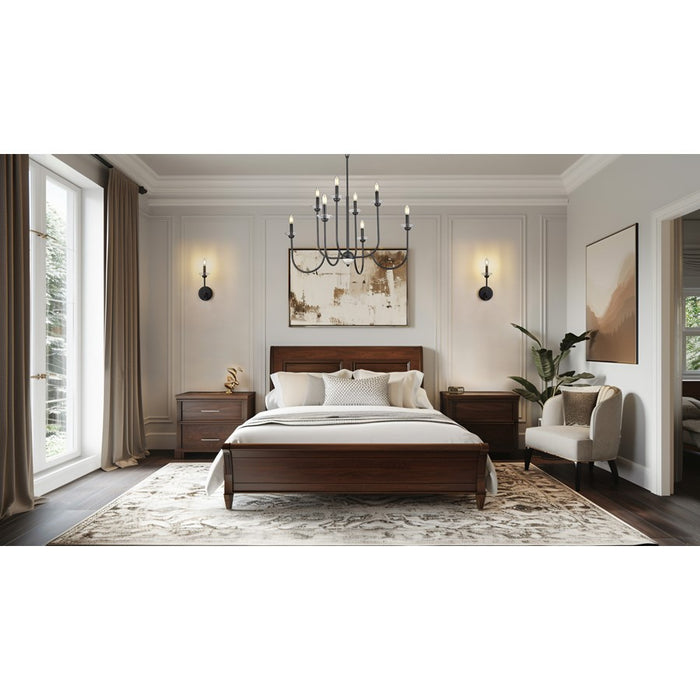 Z-Lite Allistair 8 Light Chandelier, Matte Black/Clear Ribbed