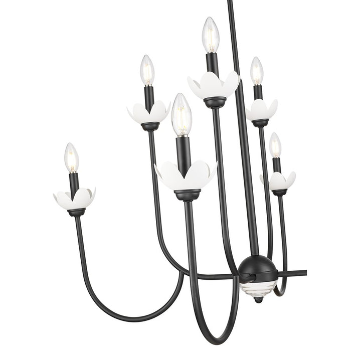 Z-Lite Allistair 8 Light Chandelier, Matte Black/Clear Ribbed
