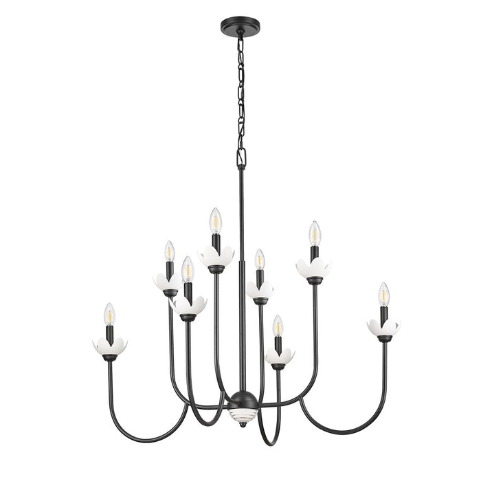 Z-Lite Allistair 8 Light Chandelier, Matte Black/Clear Ribbed