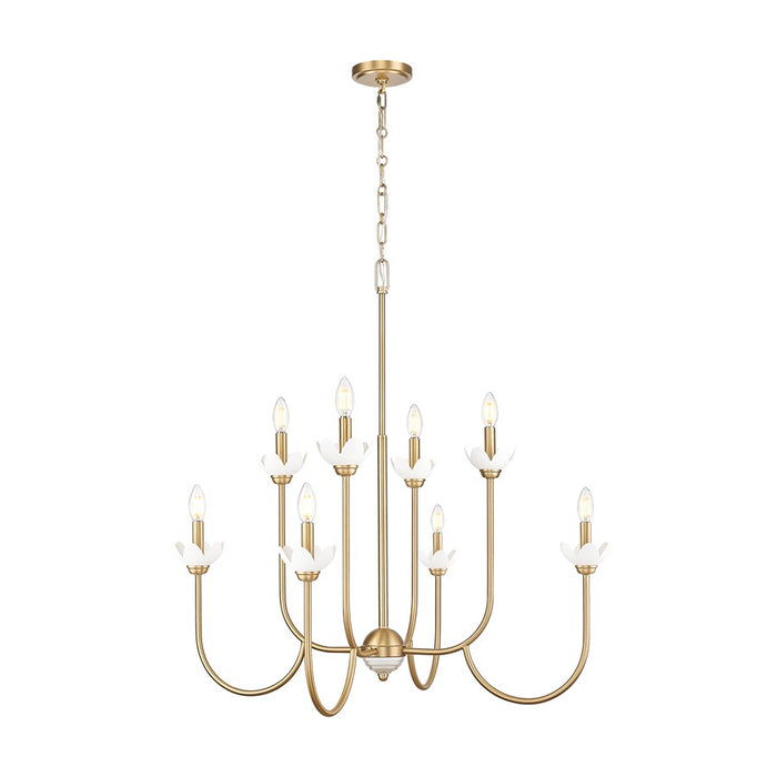 Z-Lite Allistair 8 Light Chandelier, Modern Gold/Clear Ribbed - 352-8MGLD