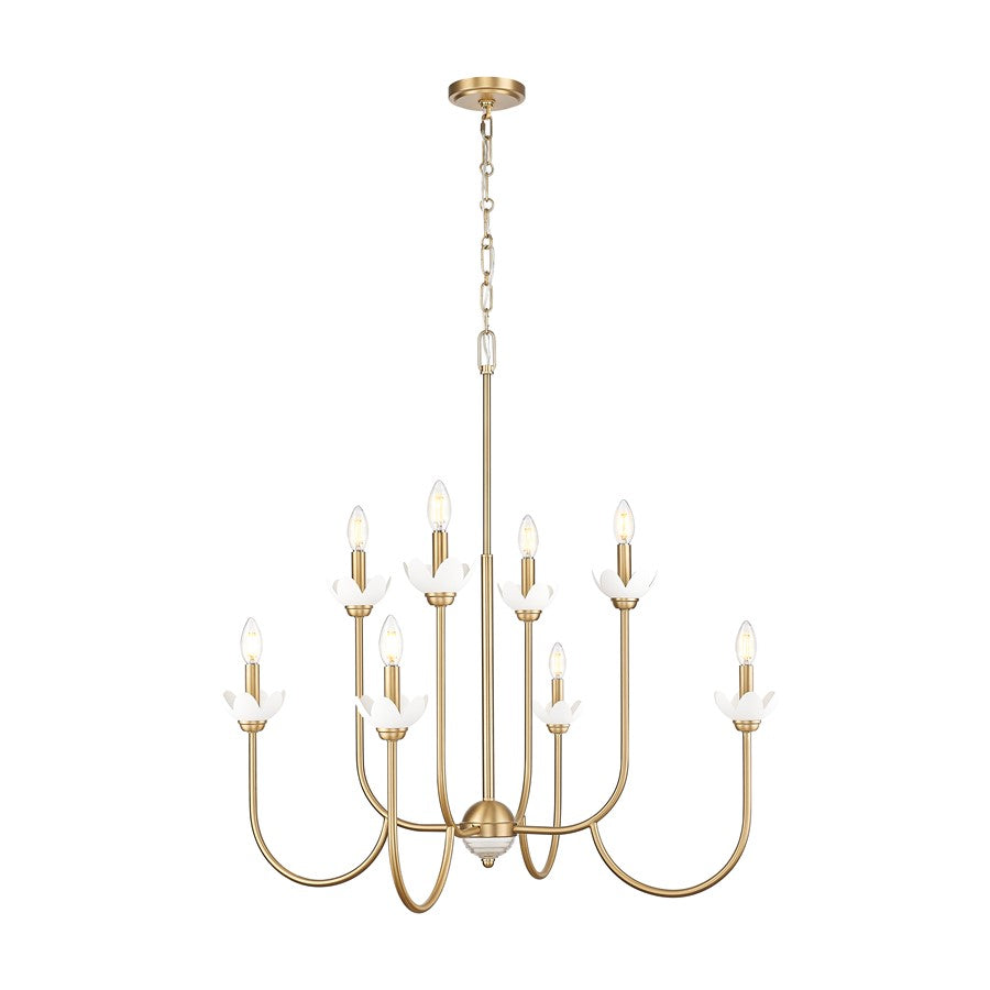 Z-Lite Allistair 8 Light Chandelier, Modern Gold/Clear Ribbed - 352-8MGLD