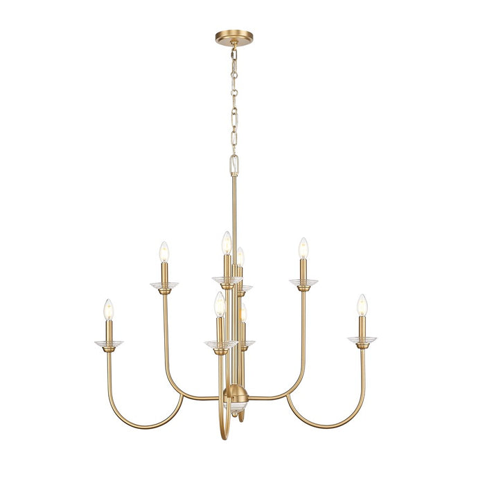 Z-Lite Allistair 8 Light Chandelier, Modern Gold/Clear Ribbed